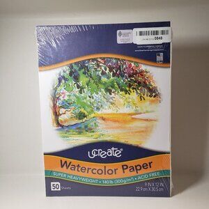 New UCreate Watercolor Paper White, 140 lb. 9" x 12" 50 Sheets art supplies scho